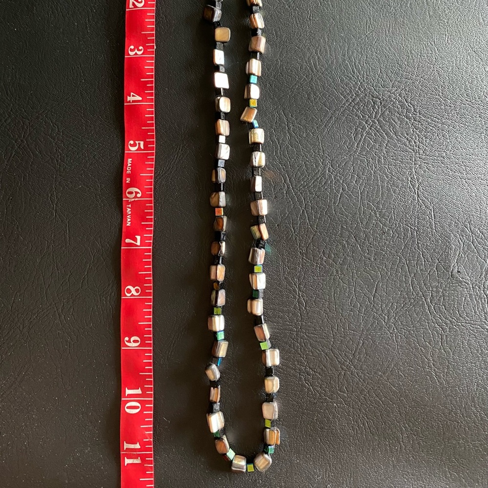 Iridescent Shell & Black Crystal Necklace - Picture 3 of 3